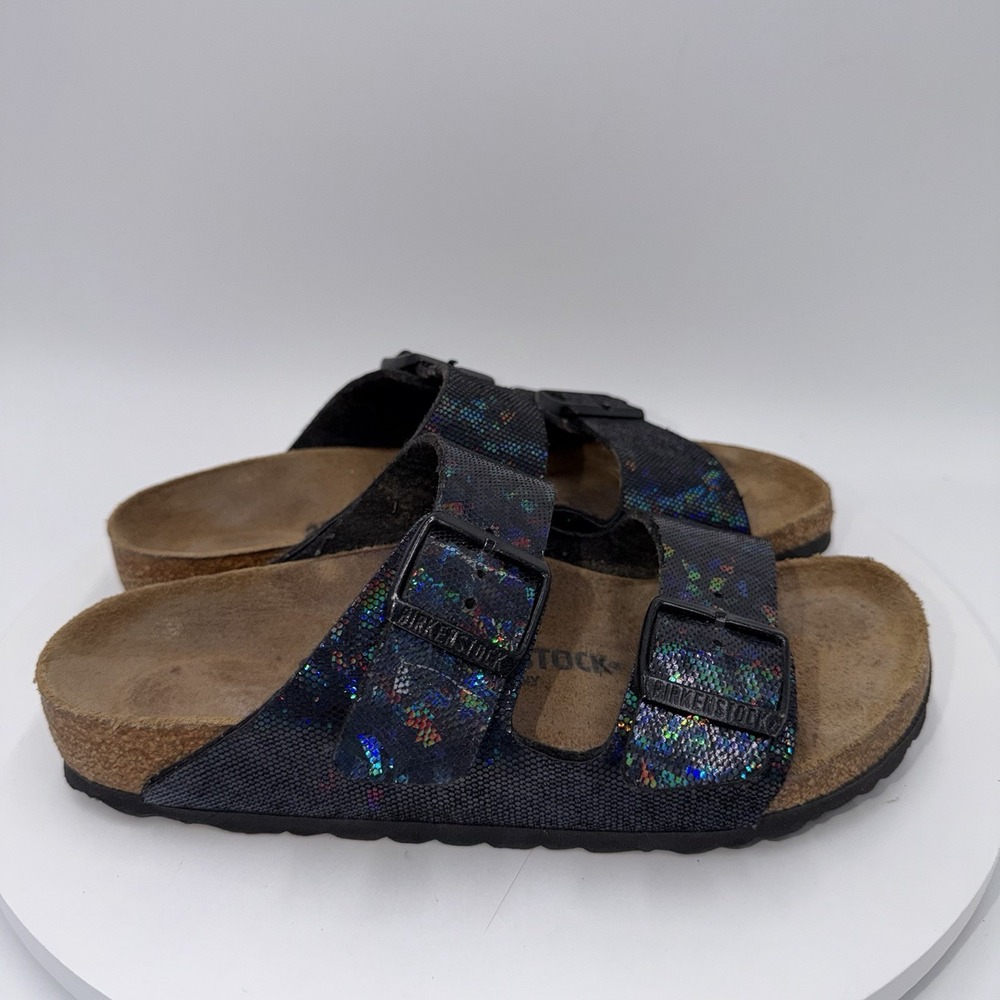 Birkenstock Arizona Sandals Womens Size 37 US 6 Black Metallic Iridescent - Picture 2 of 8